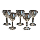 5 Old Small Liqueur Glasses In Engraved Baccarat Crystal