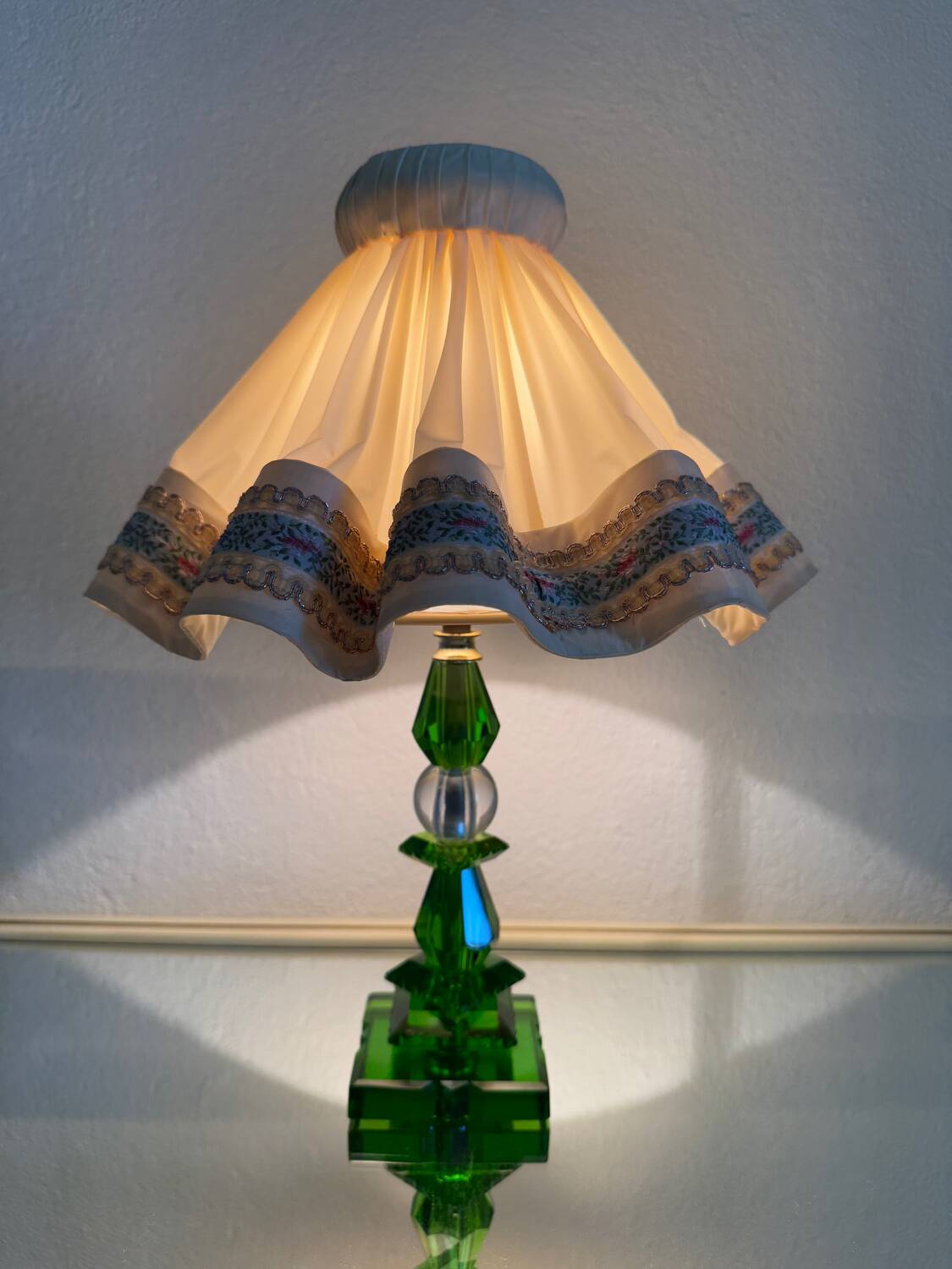 Lampe cristal émeraude Art Déco