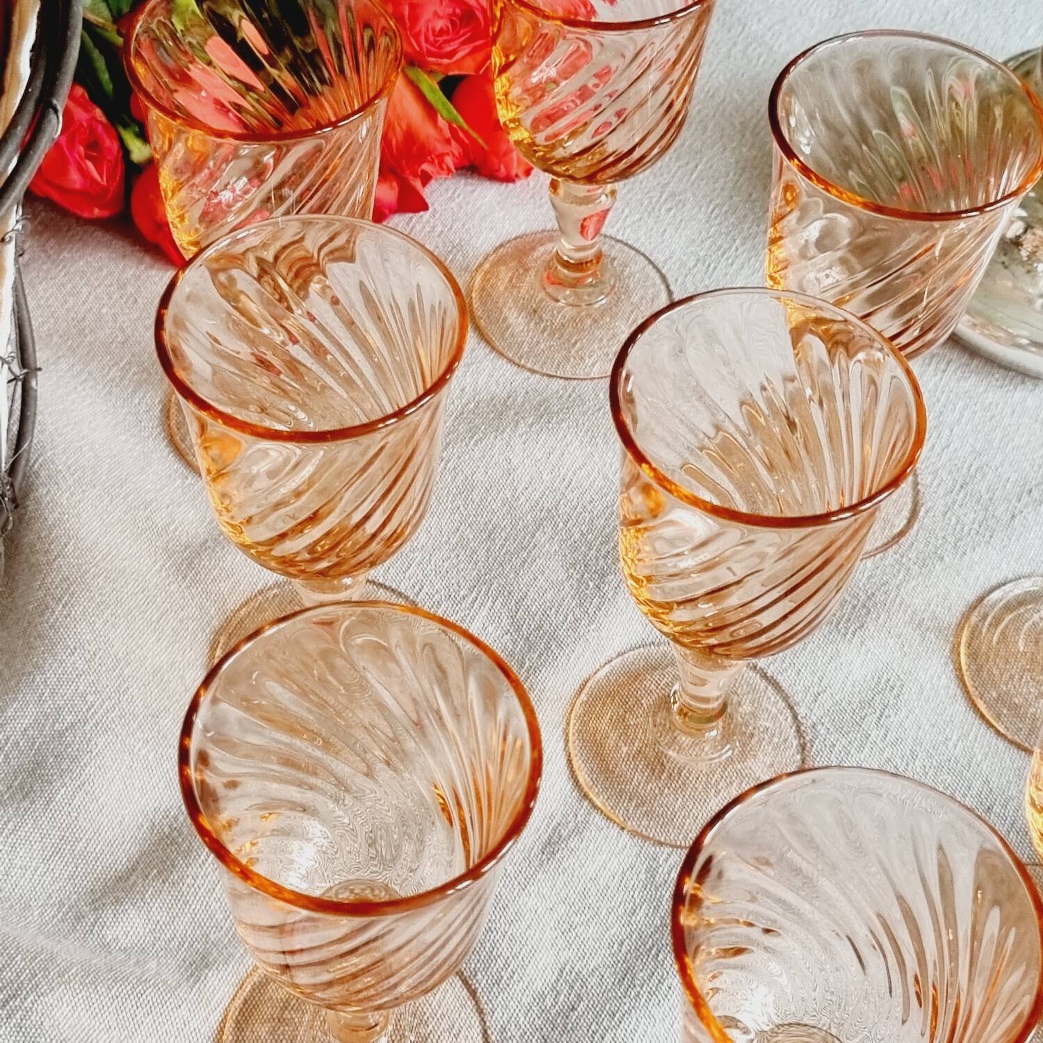 Lot de 9 verres digestifs Arcoroc rosaline
