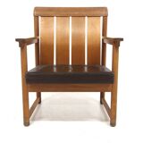 leather and oak armchair, Ferdinand Lundqvist, Sweden, 1960