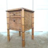 Faux bamboo wood bedside table