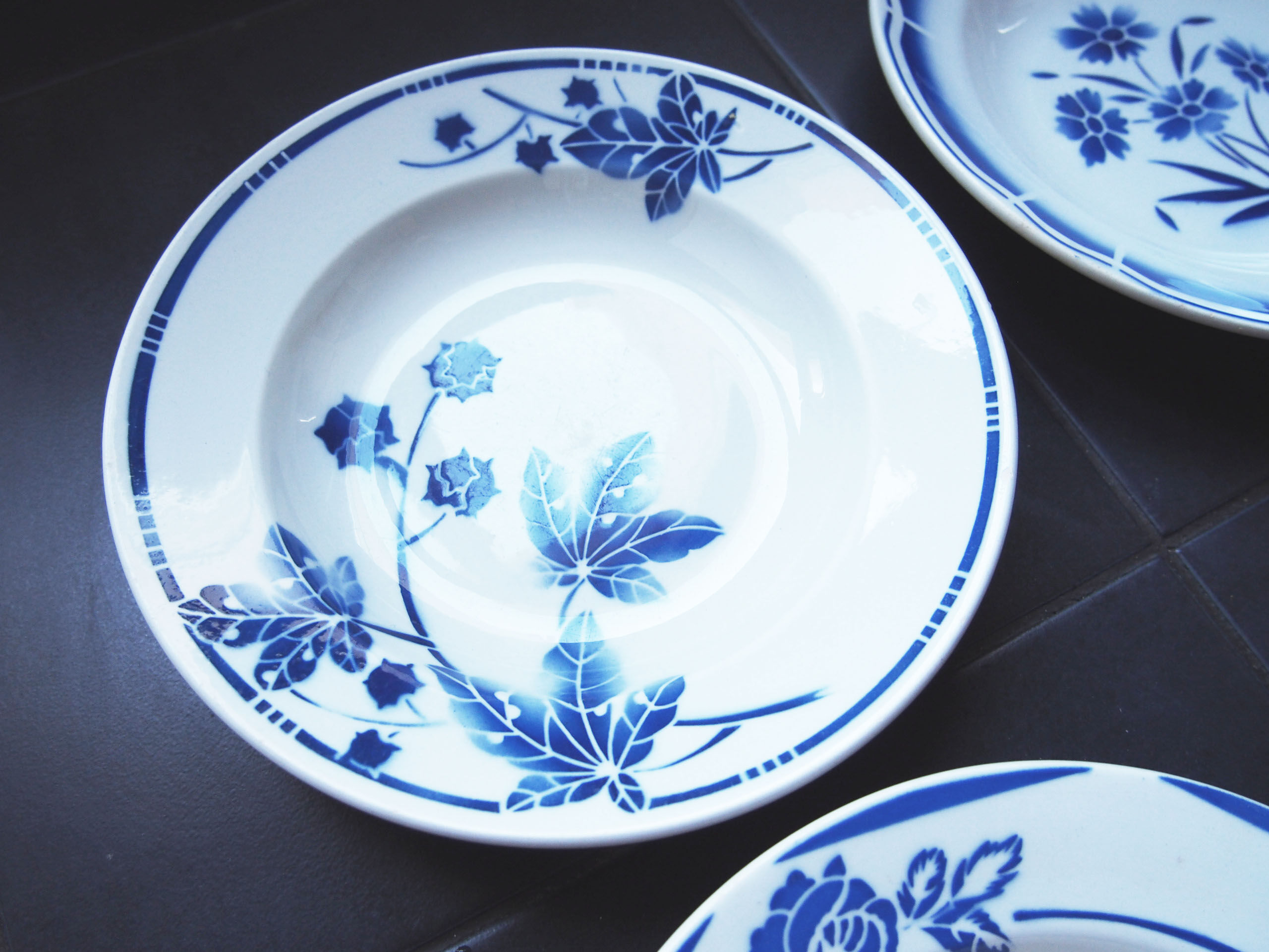 Ensemble de 6 assiettes bleues