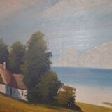Painting „The Hut by the Sea”, Scandinavian design, 1970s