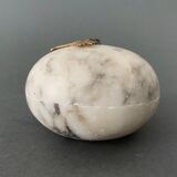 1900 alabaster ball shaped box surmounted by a golden dragonfly