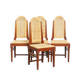 4 wooden Art Deco design dining chairs with a wicker seat and backrest