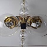 Applique murale tchèque en laiton et verre du milieu du siècle, par Kamenický Šenov, années 1970