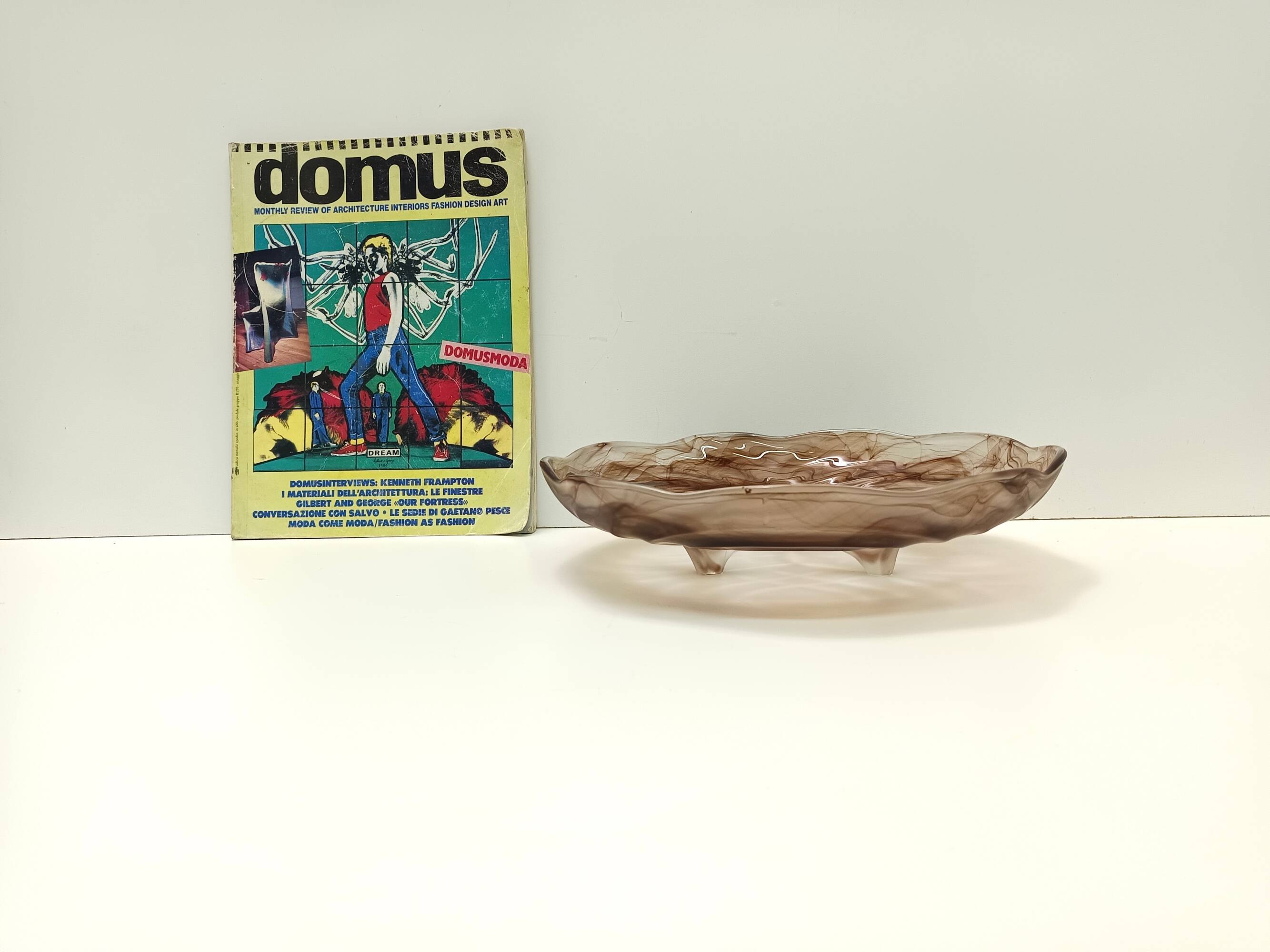 Sepia Cloud Glass Bowl or Centerpiece mod. Rotterdam by Walther & Sohne