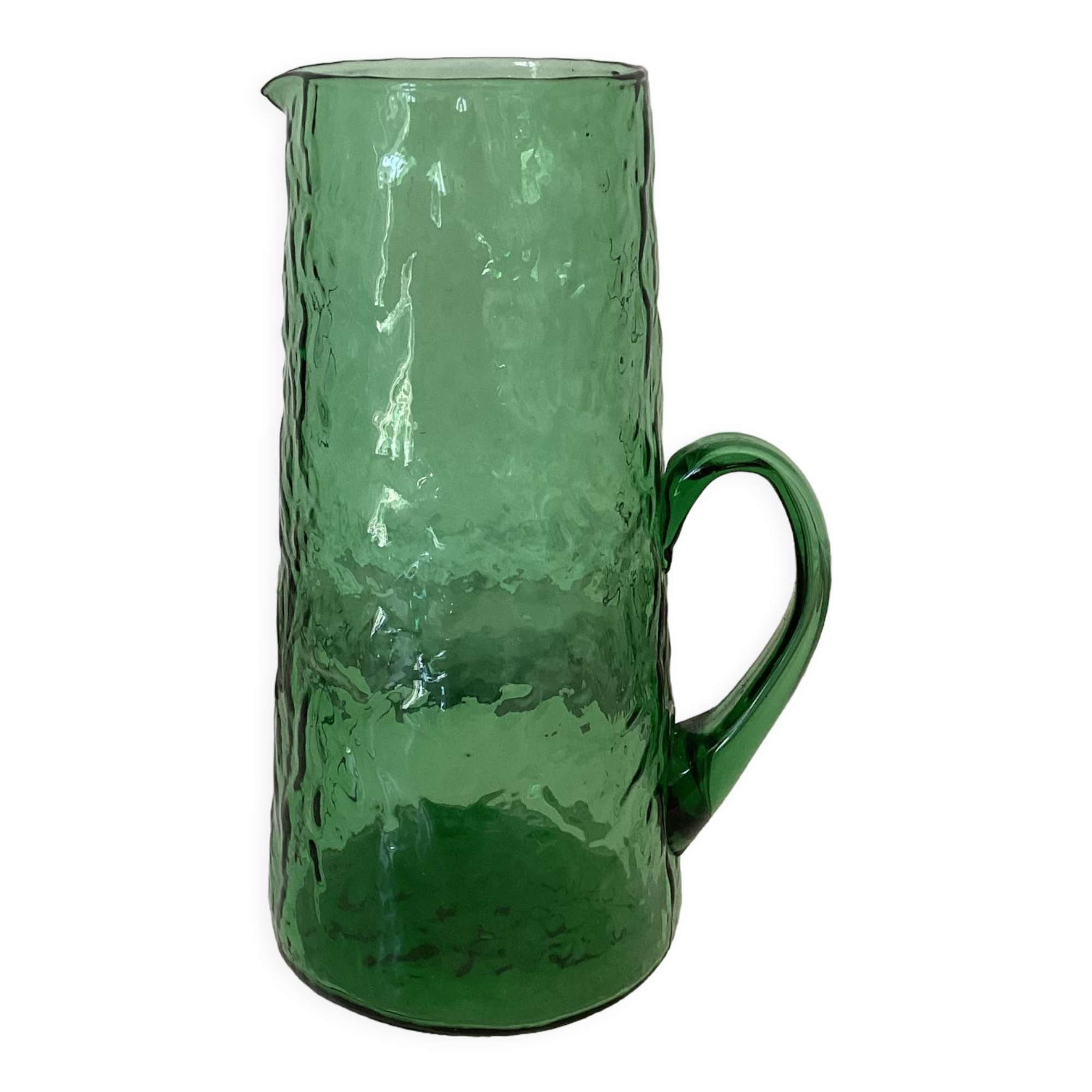 Hammered blown glass decanter, vintage Italian