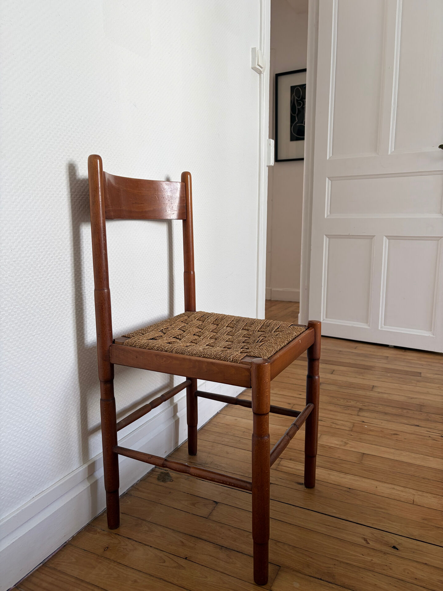 Chaise ancienne bois et corde