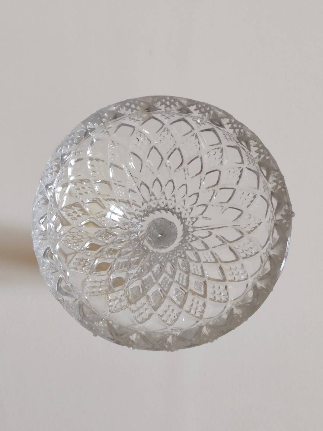 Large molded glass candle holder