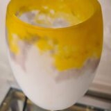bronze lamp 1930 with its glass paste tulip signed Croismare (by the Muller brothers) 34x10