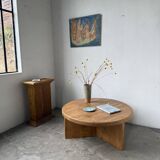 Round modernist coffee table, elm, 1950s.