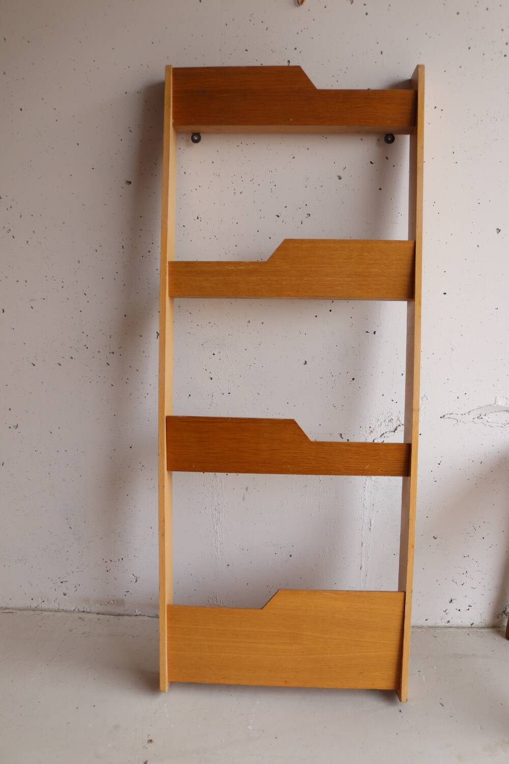 Vintage light wood wall bookcase