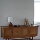 Low oak sideboard, mid-century modern, made by a Danish cabinetmaker, 1960s.