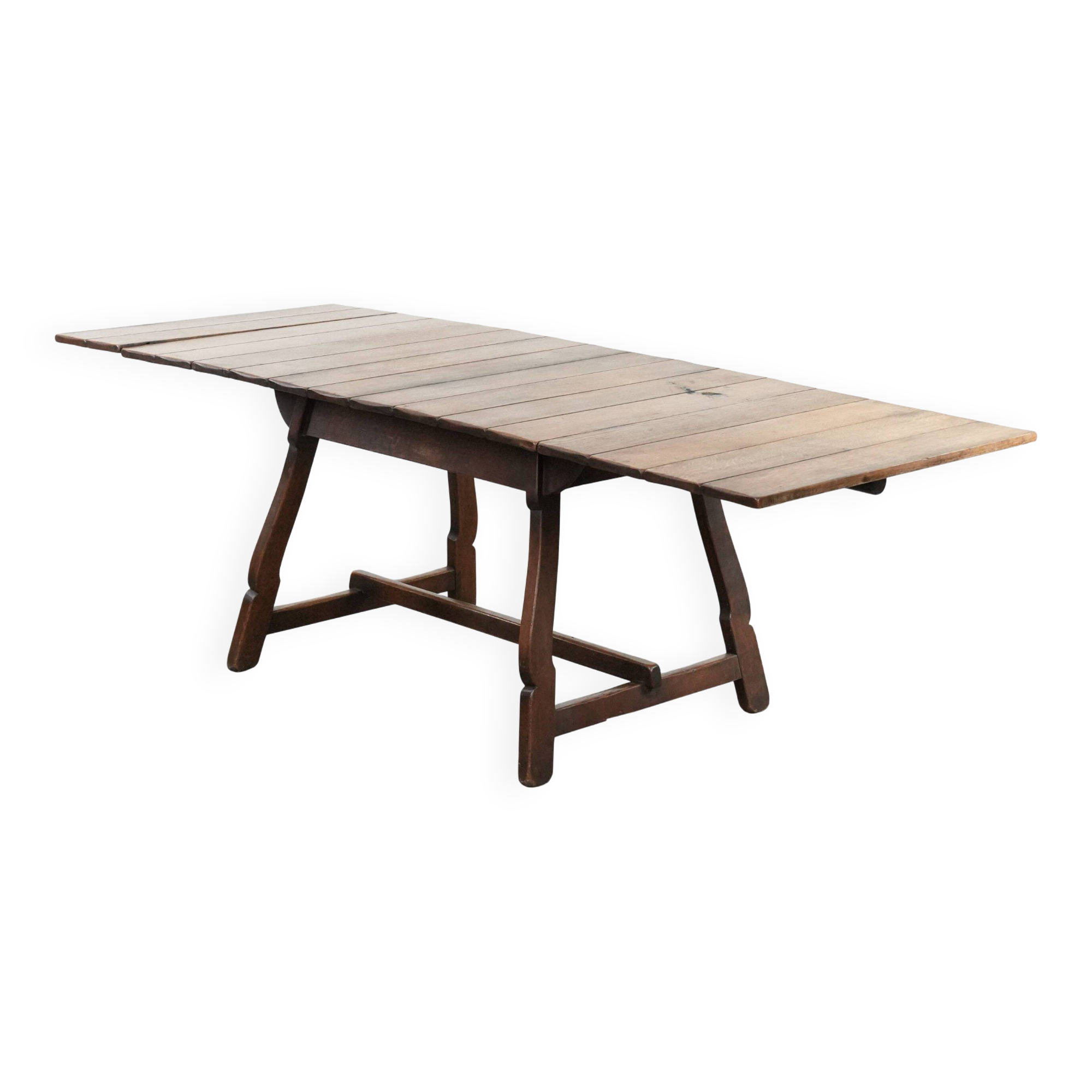 Antique Swiss extendable dining table made of oak from the mid-19th century