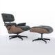 Green Mohair & Walnut Herman Miller Original Eames Tall Lounge Chair & Otto
