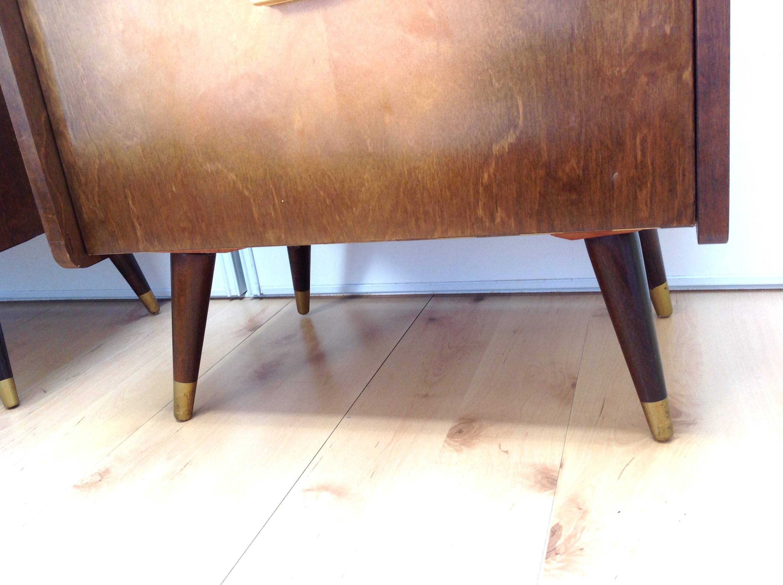 Pair of bedside tables with compass feet / vintage 50s-60s