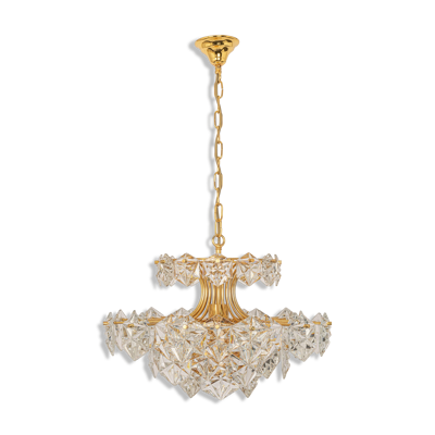 Lustre, laiton et cristal par Kinkeldey, Allemagne, années 1970