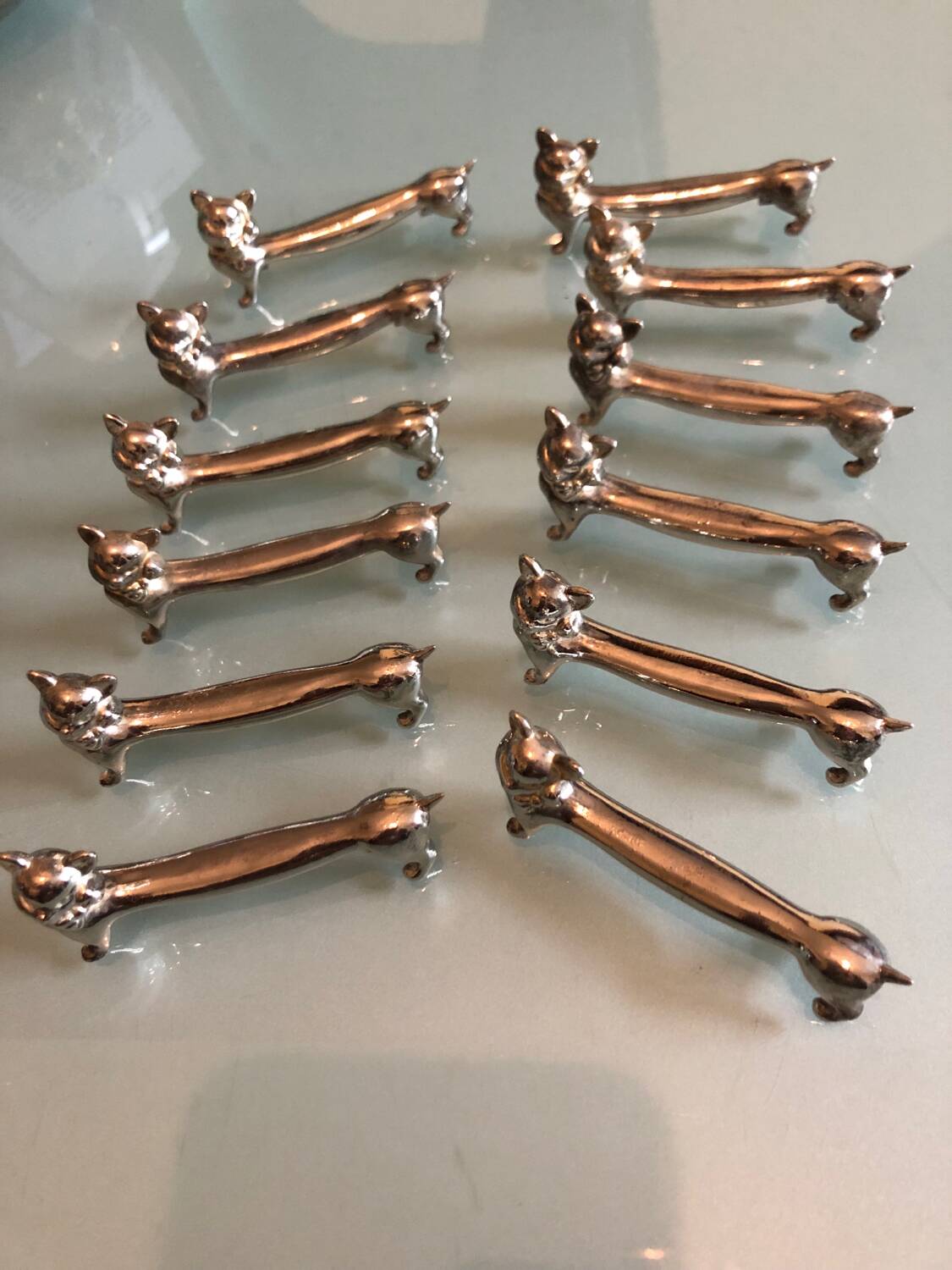 Lot de 12 porte couteaux chats
