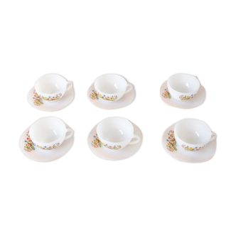 6 coffee cups arcopal Luminarc birds and flowers