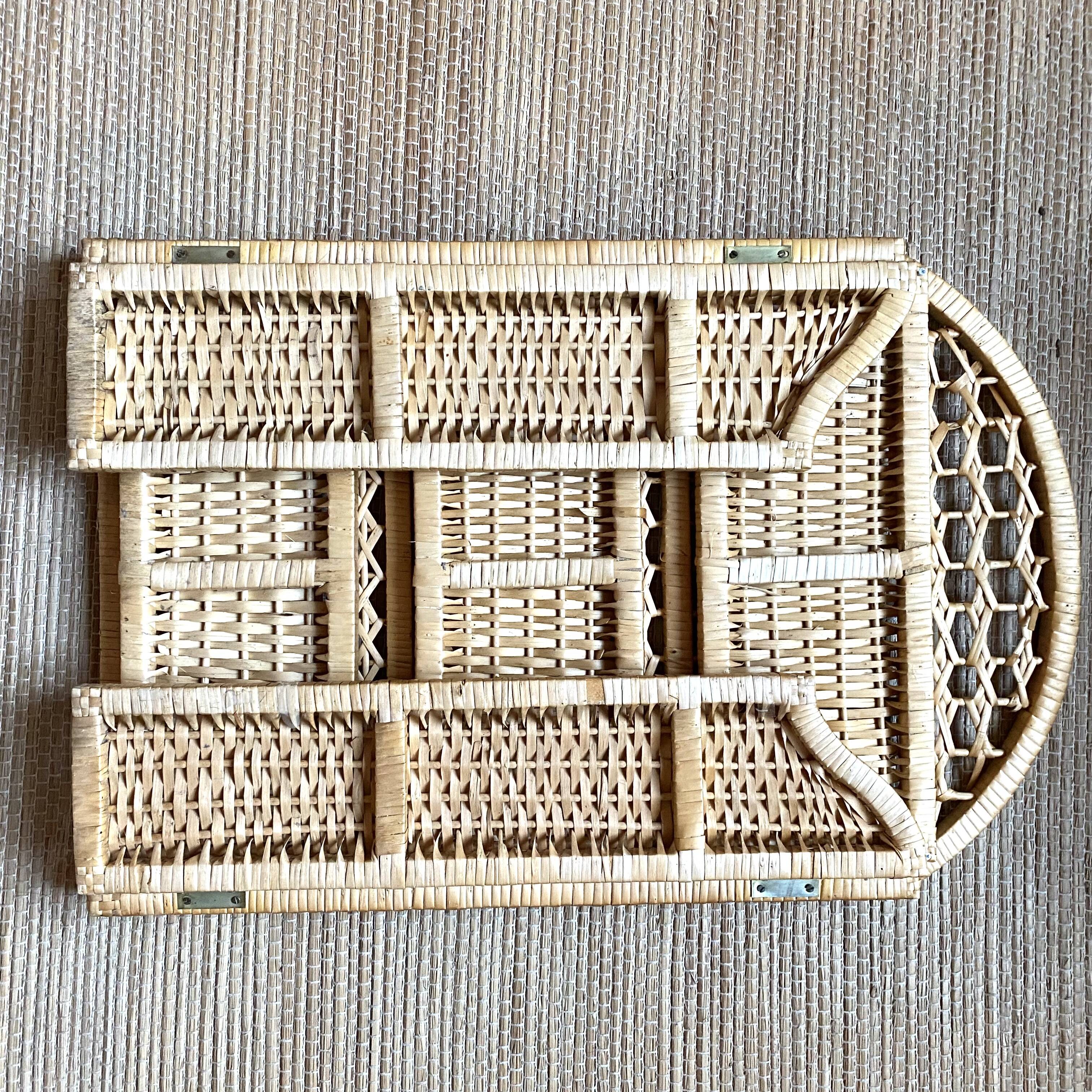 Vintage rattan and bamboo shelves