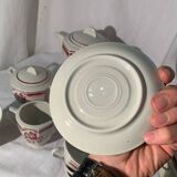 Art Deco pink earthenware service by Badonviller, porcelain, circa 1930