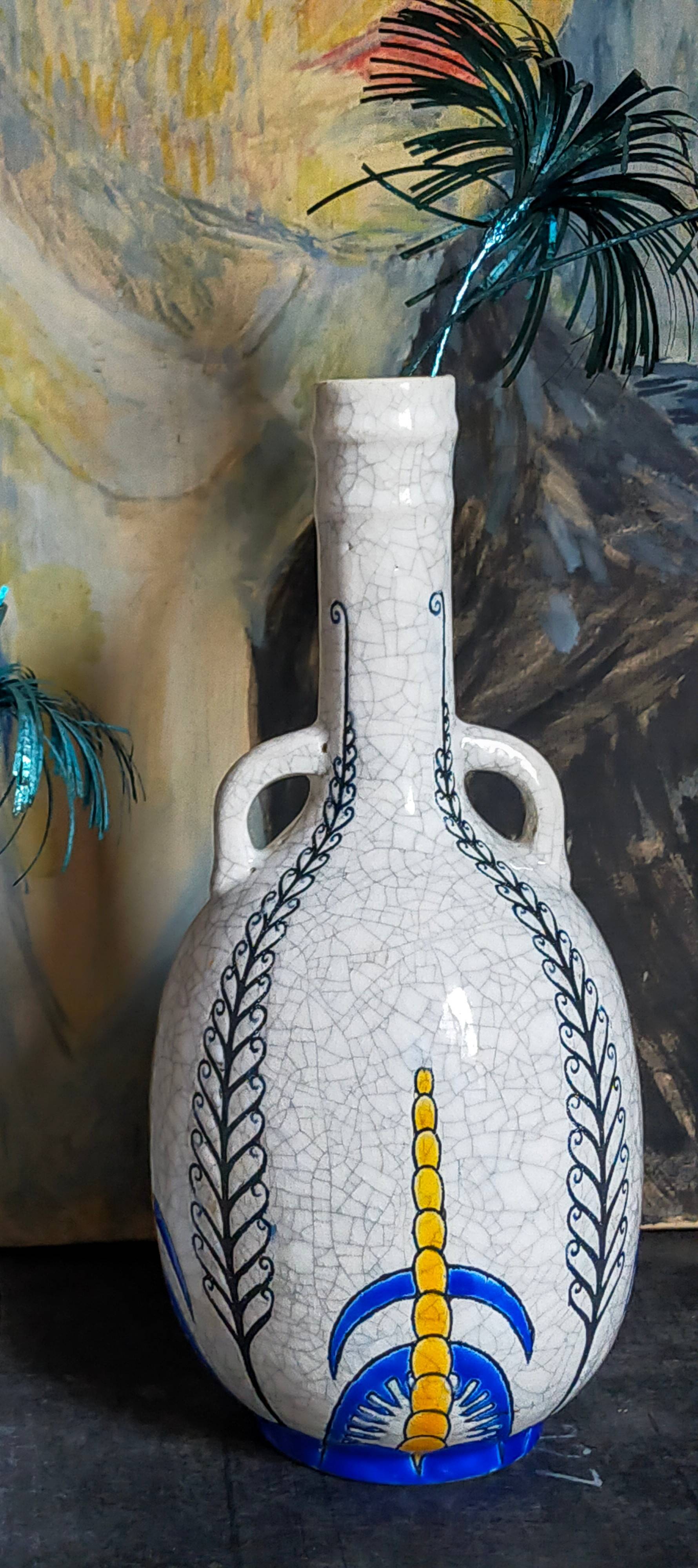 Soliflore bottle vase in fine earthenware boch frères la louvière-keramis early 20th century