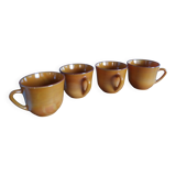 Large Arcopal France Volcan model mugs from 1970, caramel mustard