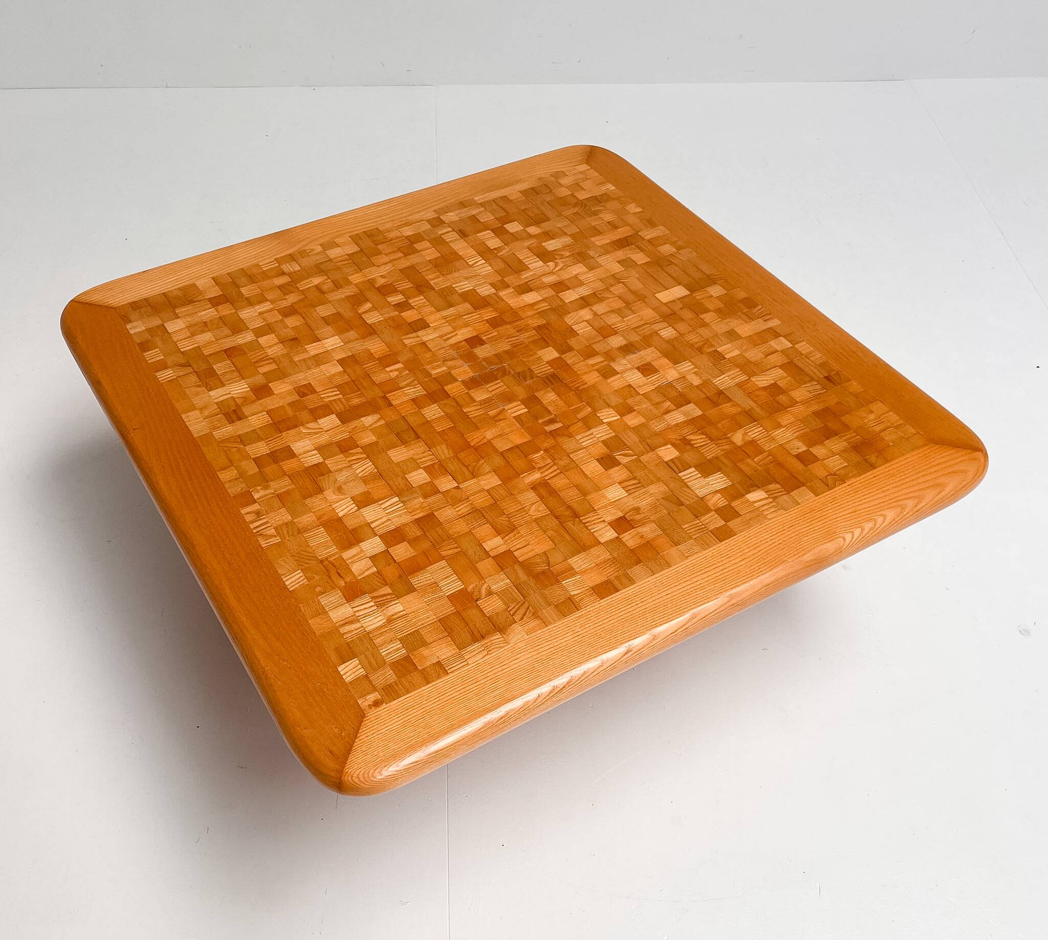 Beechwood mosaic inlaid coffee table, 1970s