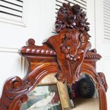 Antique Baroque Wall Mirror in Carved Mahogany