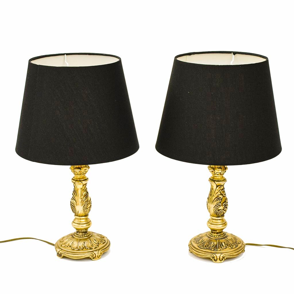 Pair of table lamps to lay vintage gold bronze old