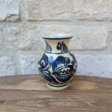 Vase en terre cuite vernissée motif bleu Korond Transylvanie H11cm