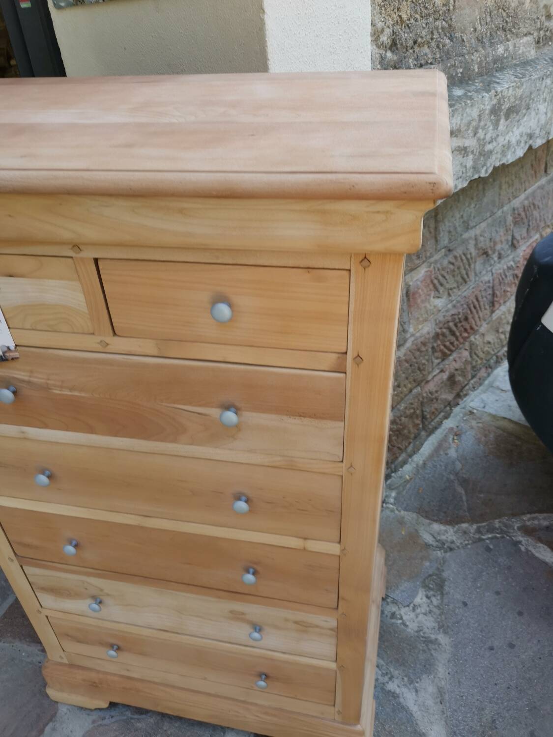 Louis Philippe chest of drawers with 7 drawers in raw wood