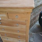 Louis Philippe chest of drawers with 7 drawers in raw wood