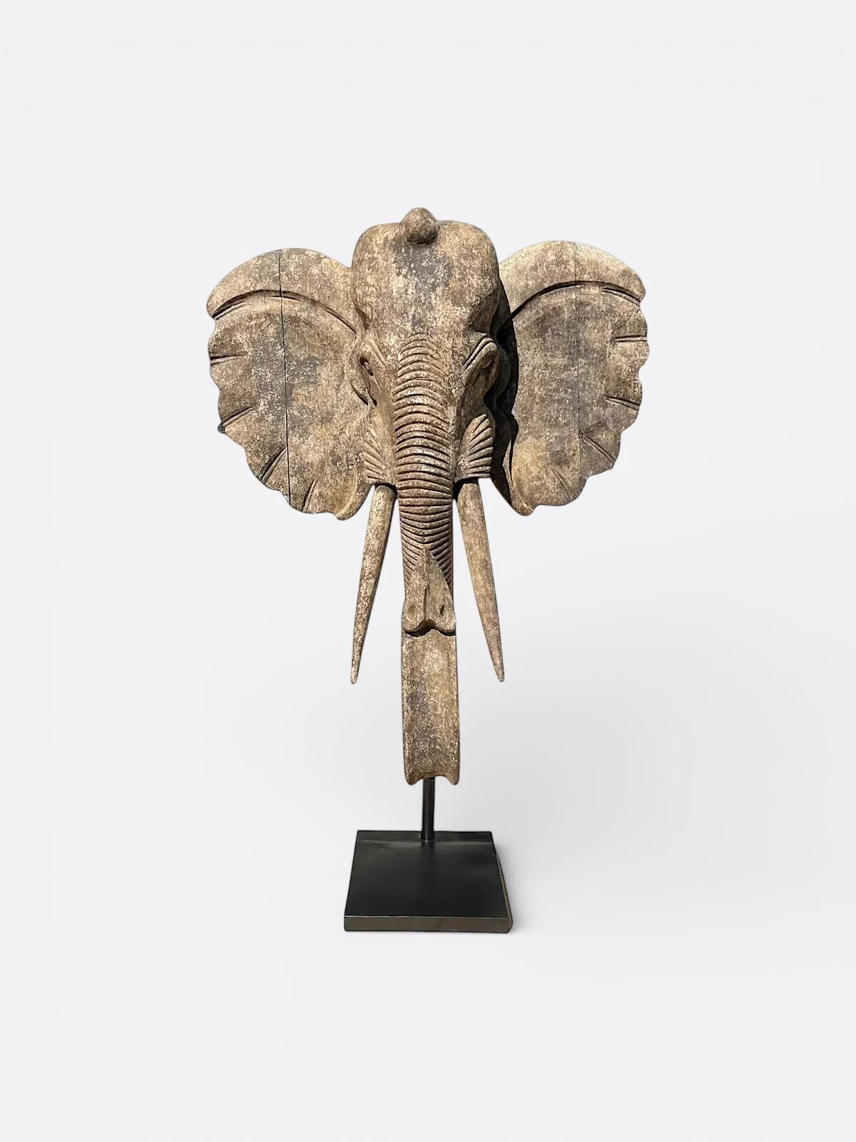 Large handcrafted Suar wood elephant sculpture