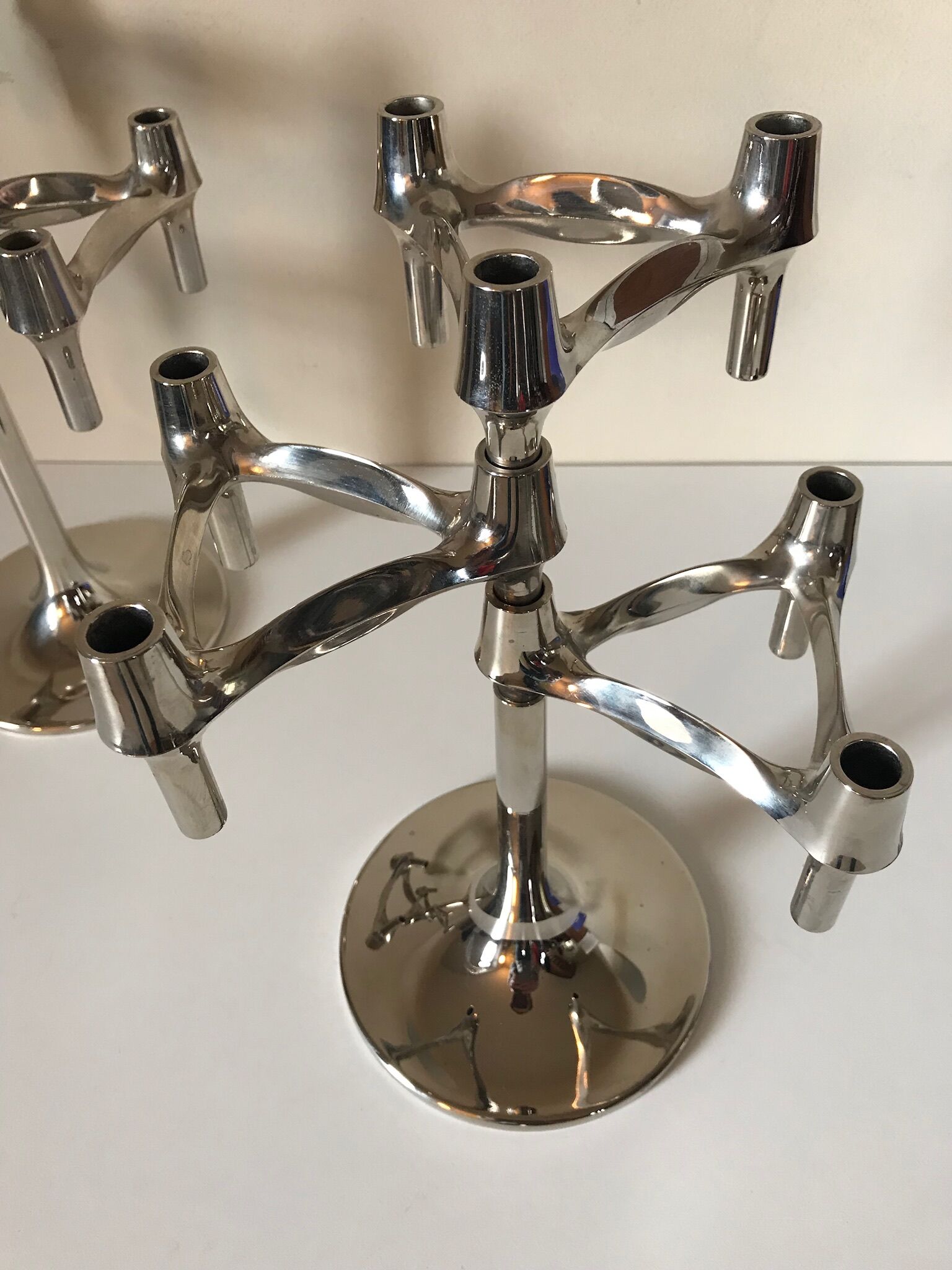 Paire de bougeoirs Nagel BFM de Ceasar Stoffi & Fritz design années 70