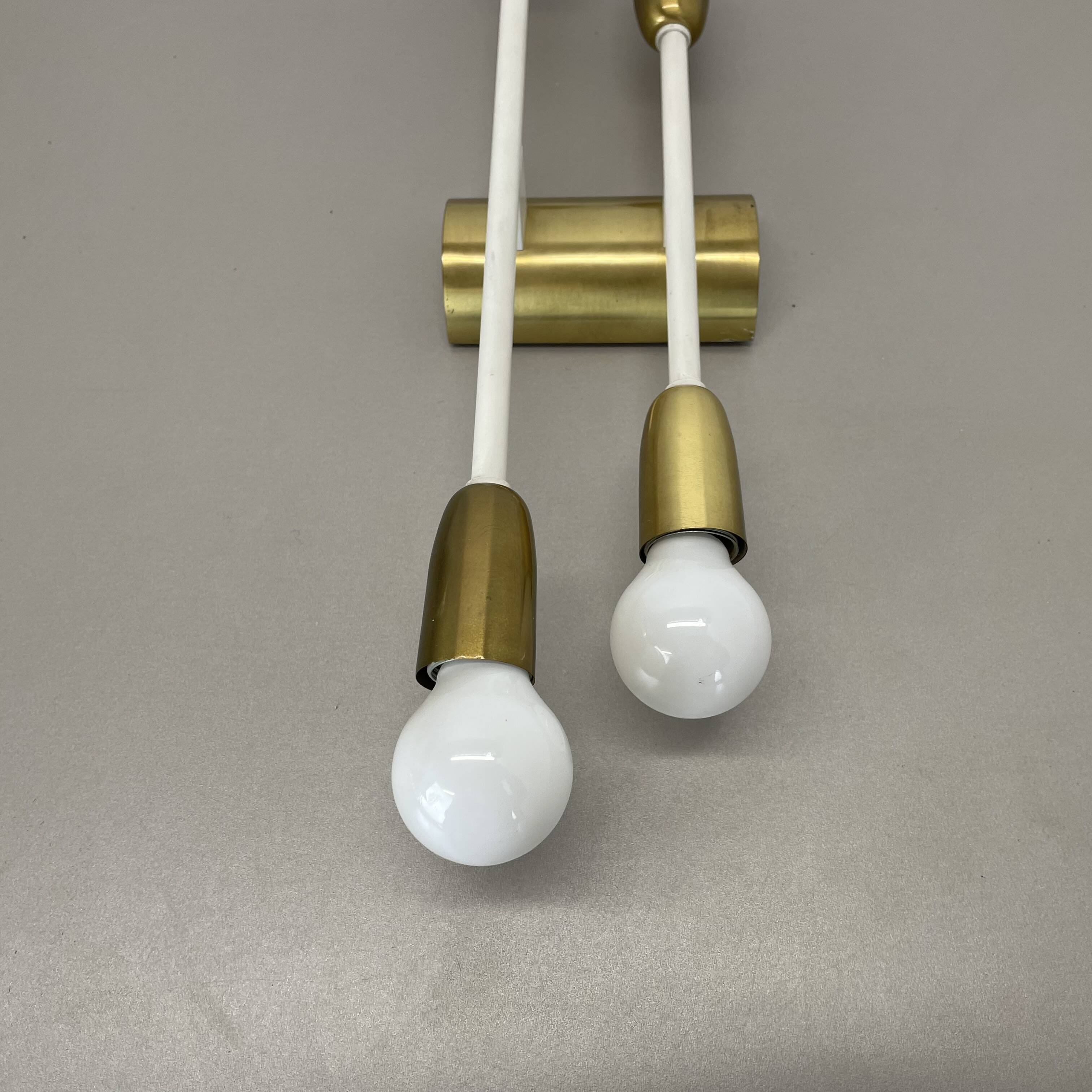 Rare Minimalist 37cm Brass Stilnovo Style Theatre Wall Light Sconce, Italy 1950s