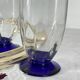 6 Art Deco glasses with blue stems, 16 cl.