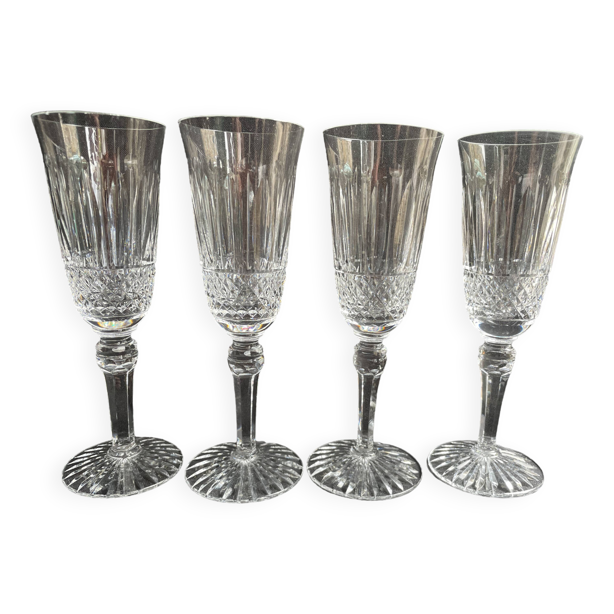 4 Champagne Flutes – Mouth-blown and hand-cut crystal