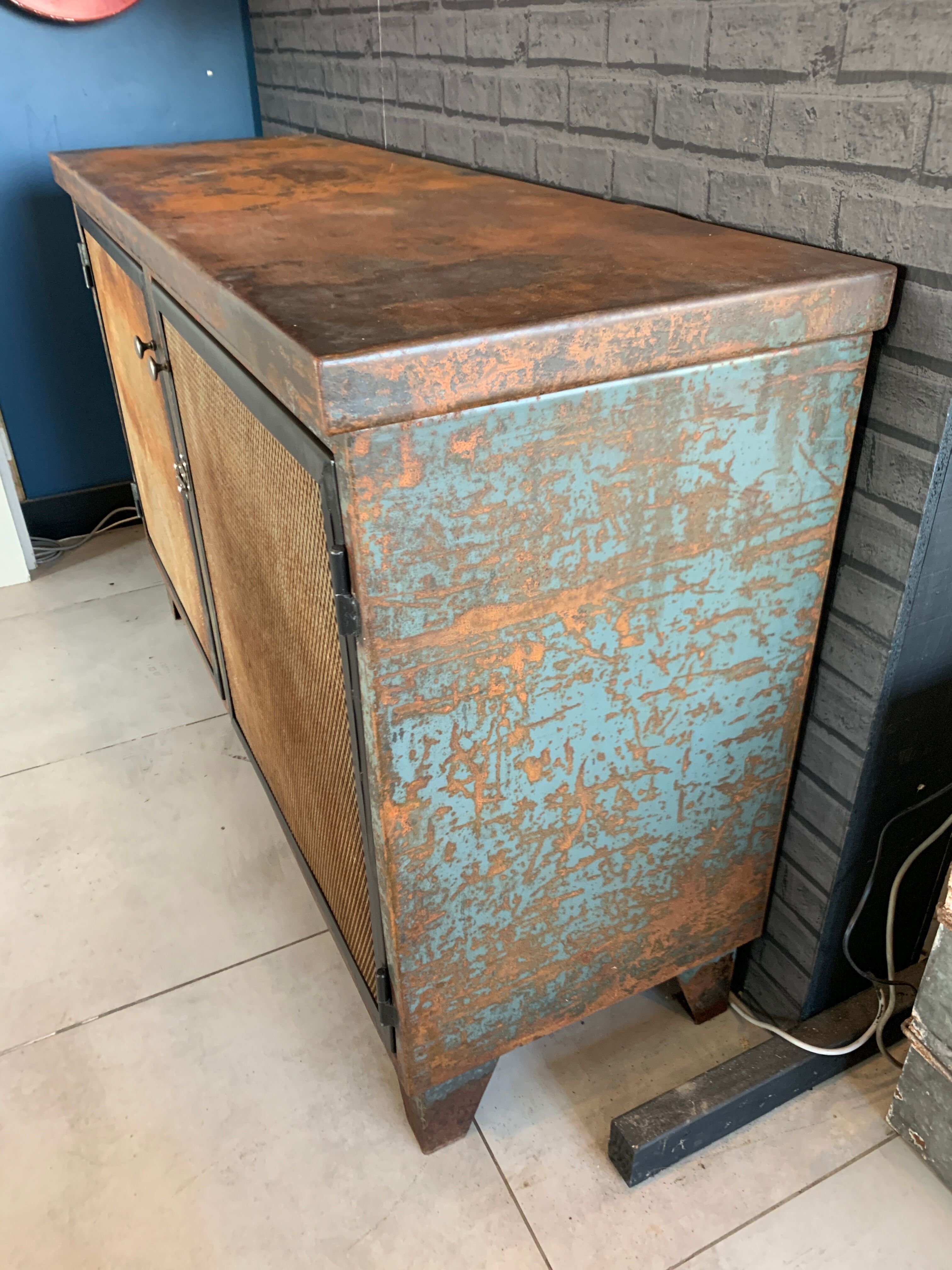 Old steel workshop cabinet