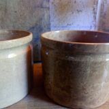 Three XXeme jam jars in glazed earth