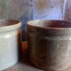 Three XXeme jam jars in glazed earth