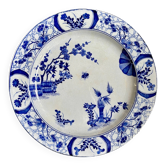 Round flat dish Creil & Montereau in blue ironstone, "Japan" service