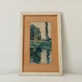 Antique Watercolor Painting Signed J.Richter "Marne a Gournay"