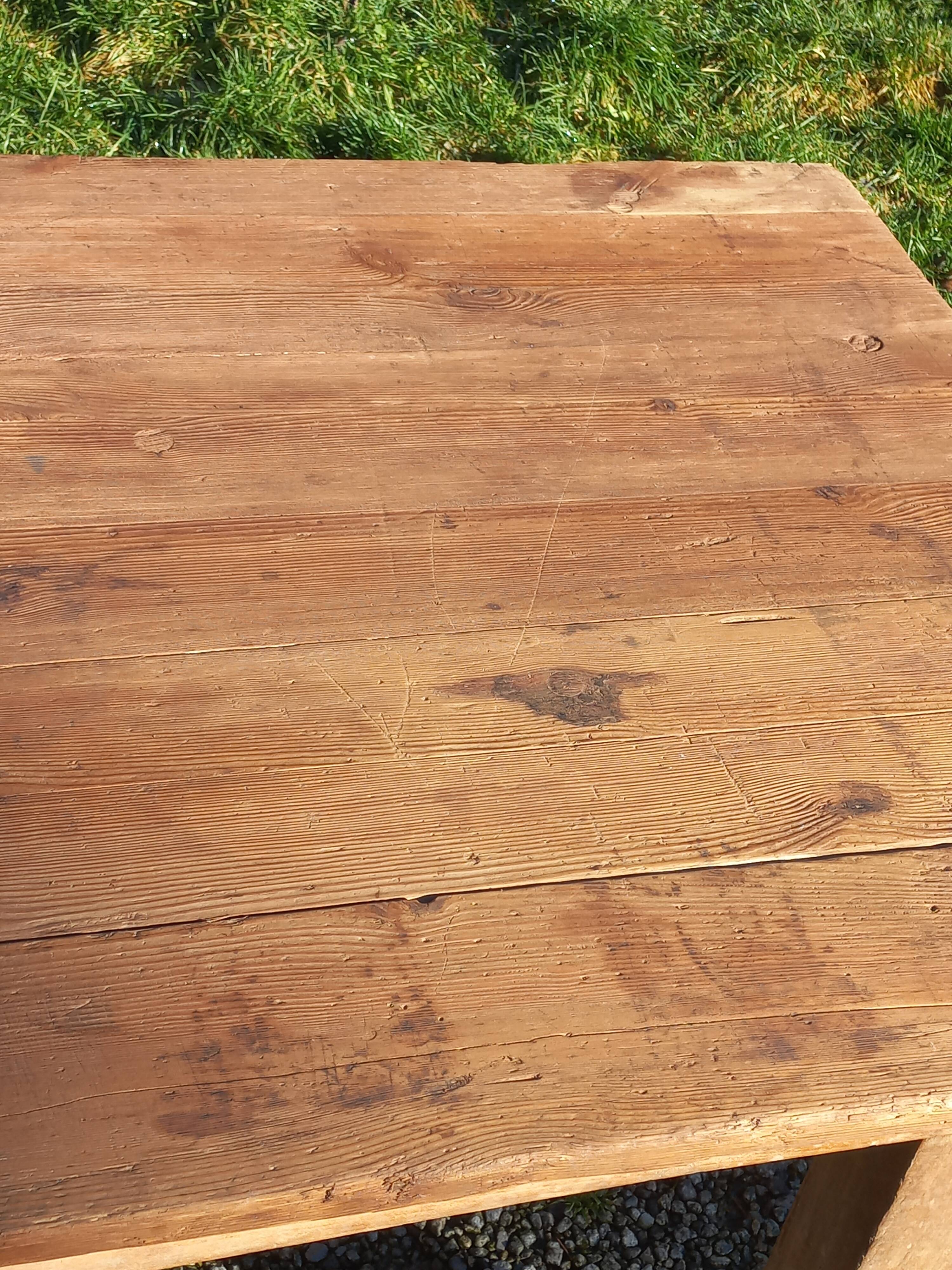 Brutalist farmhouse table Antique wooden workshop table 200cm