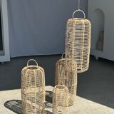 Small lantern-shaped rattan suspension H35 D15