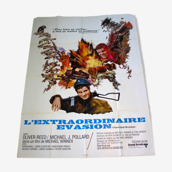 Affiche cinéma originale "L'extraordinaire Evasion" 1969 Oliver Reed 120x160 cm