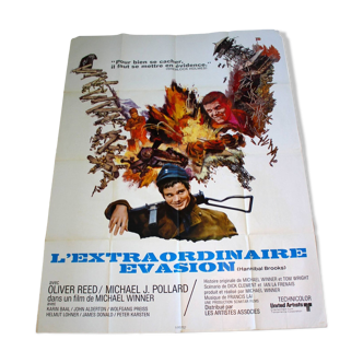 Affiche cinéma originale "L'extraordinaire Evasion" 1969 Oliver Reed 120x160 cm