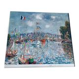 Lithographie Charles Polliaci port de Honfleur frégate 1979 dédicace