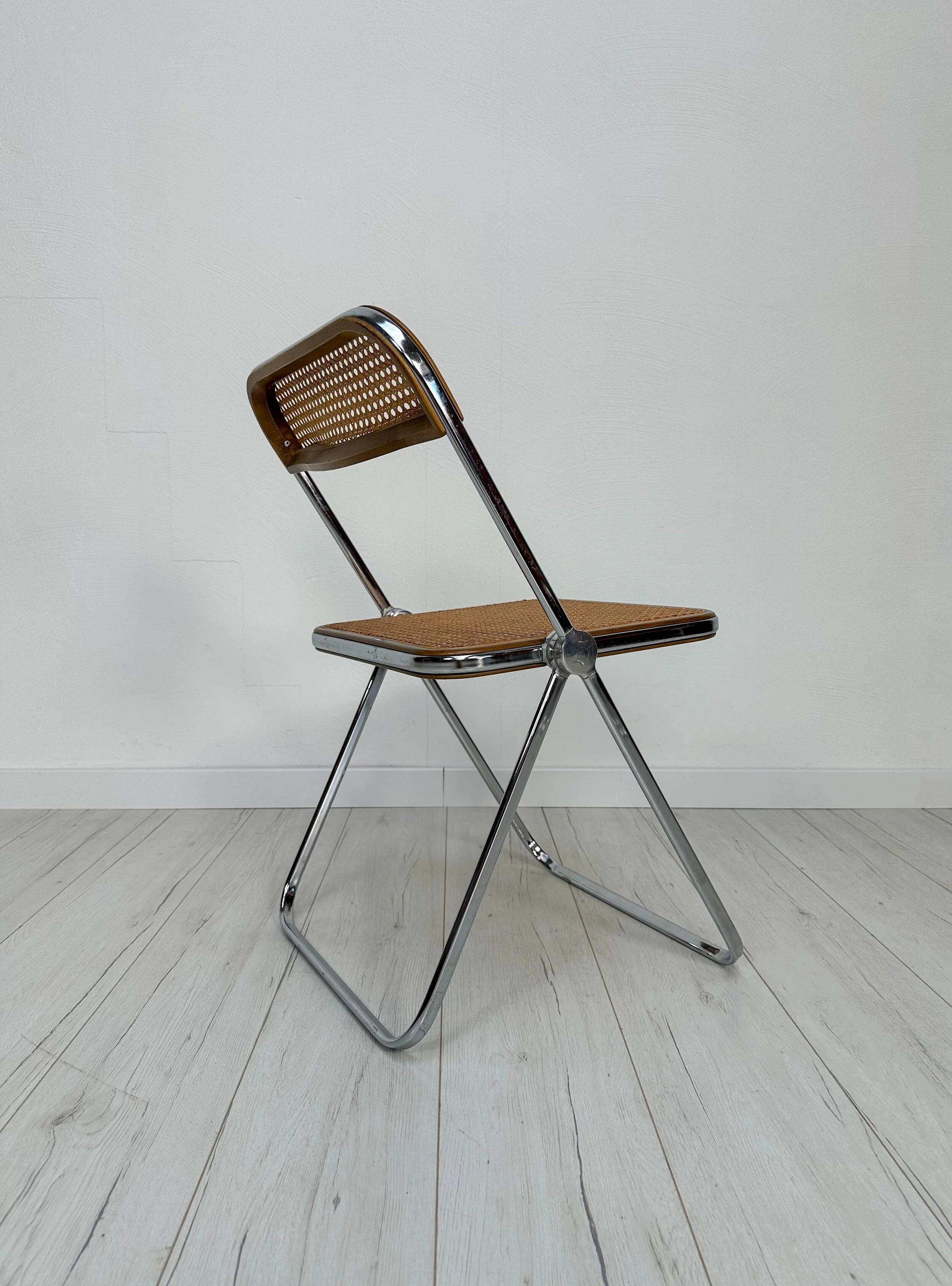 60s Vintage Plia Cane Folding Chair by Giancarlo Piretti - Anonima Castelli